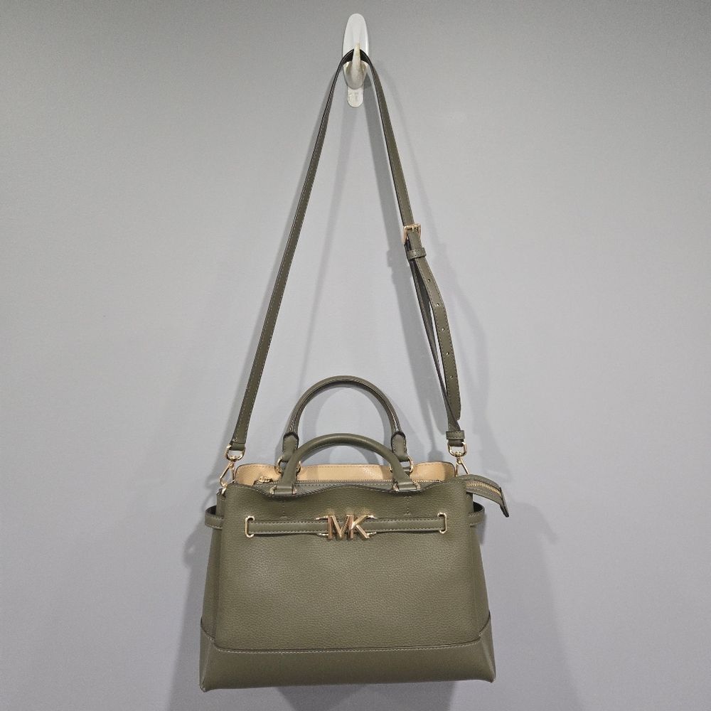 Michael Kors Reed Large Satchel Olive Green Pebbled Leather Bag 🛍️ - Picture 9 of 17